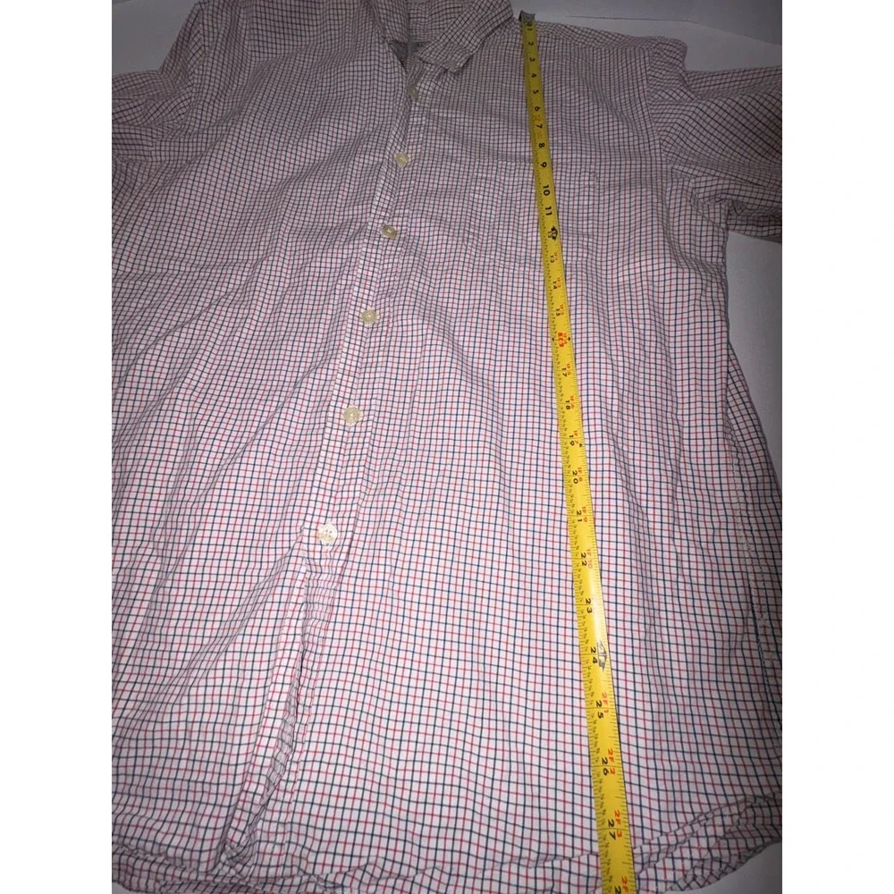 J. Crew Tailored‎ Fit Button Down Shirt Red Blue Check Men's Long Sleeve Cotton